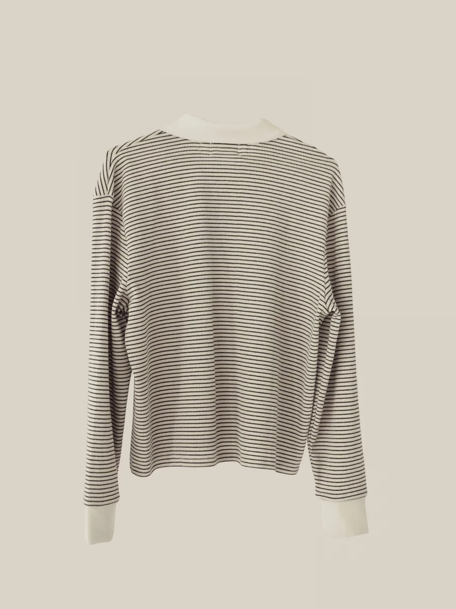 Sacha' Long Sleeve Polo with Striped Pattern