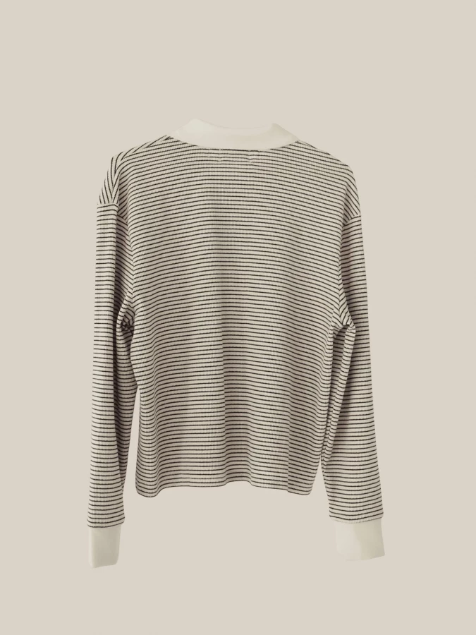 Sacha' Long Sleeve Polo with Striped Pattern