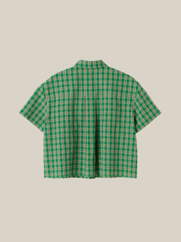 Camicia Verde a Quadri Crop con Logo 2