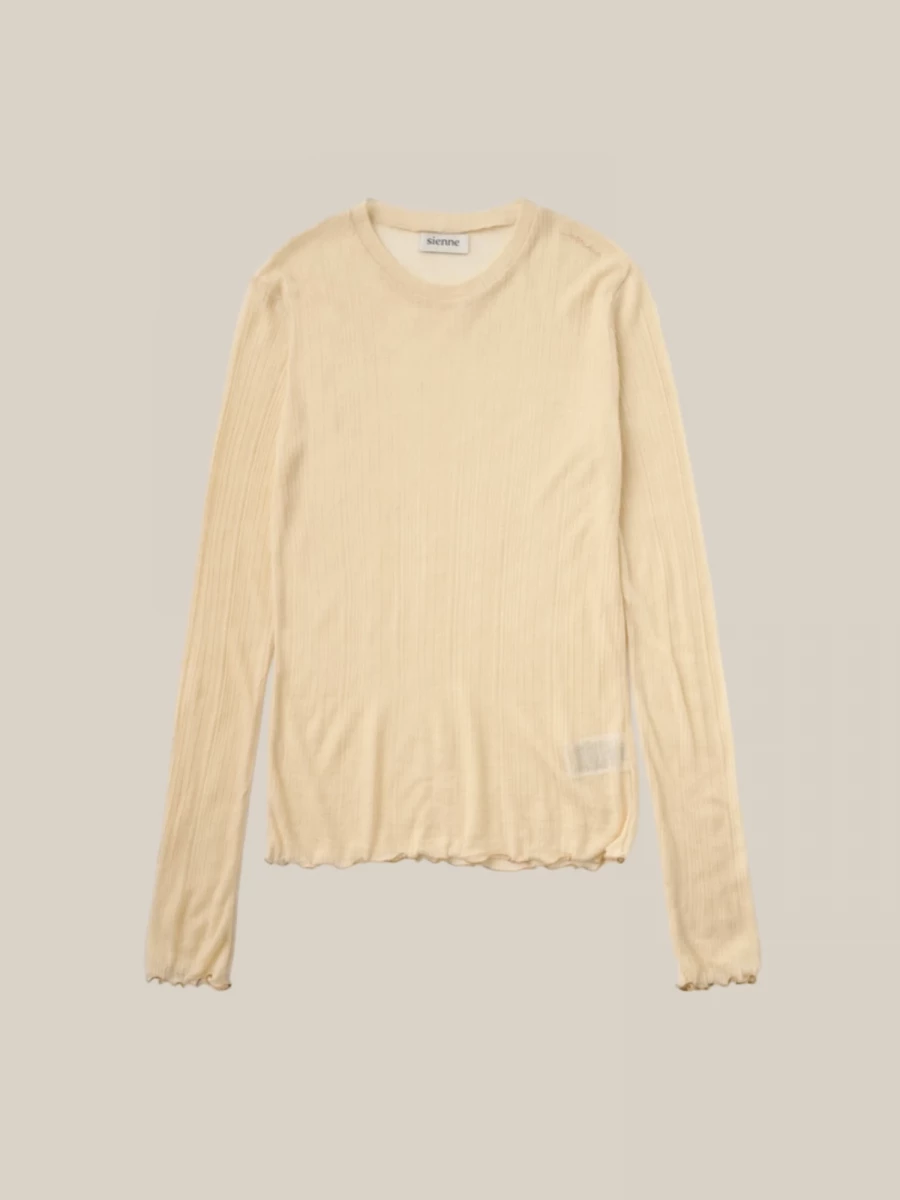 Ivory Long Sleeve T-Shirt with Transparency