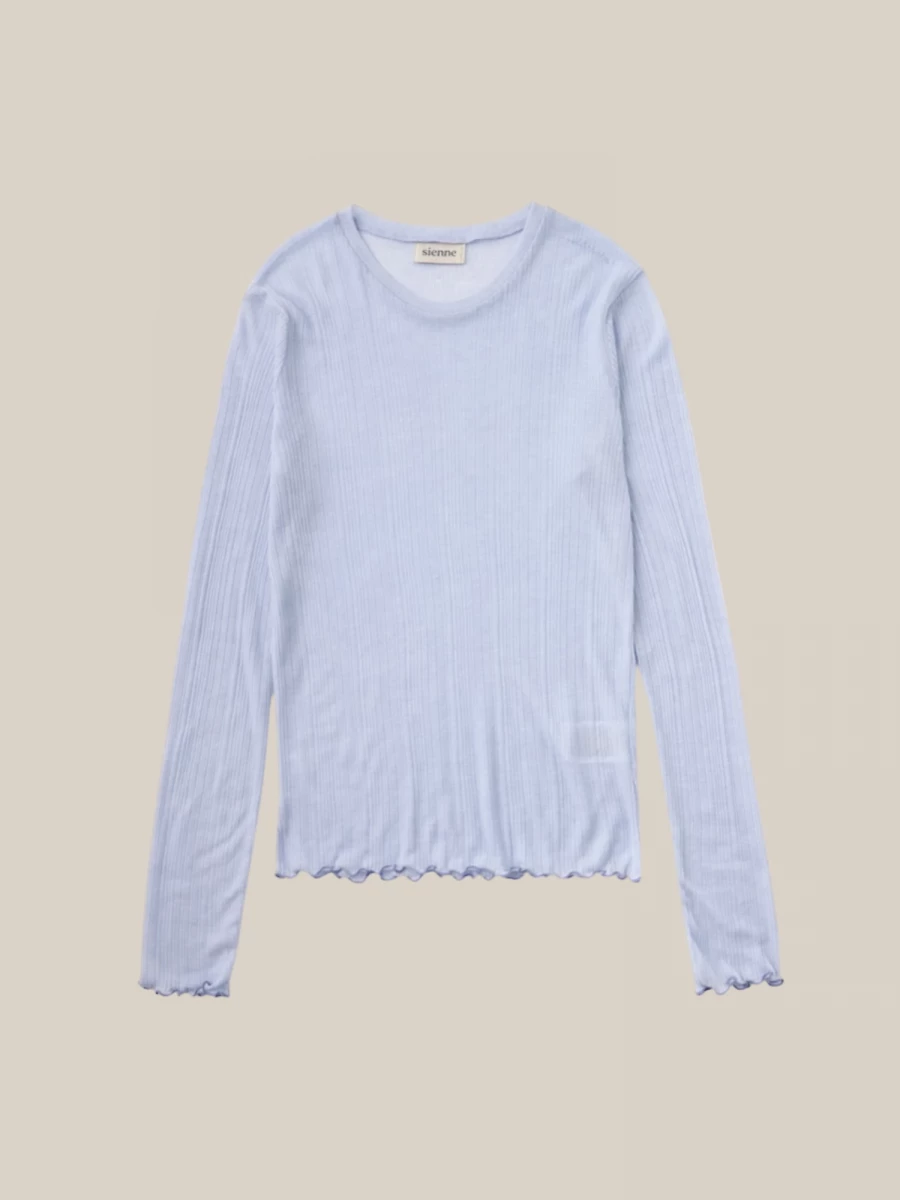 Light Blue Long Sleeve T-Shirt with Transparency