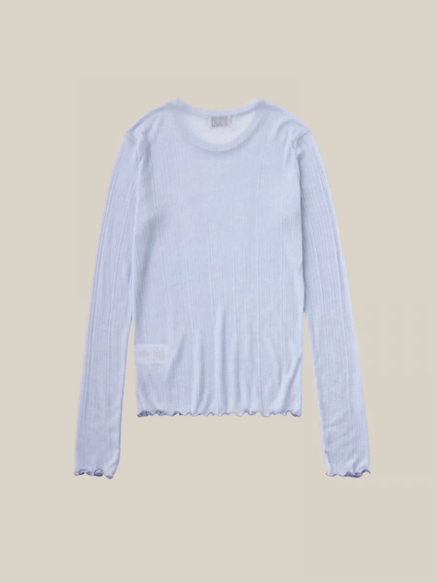 Light Blue Long Sleeve T-Shirt with Transparency