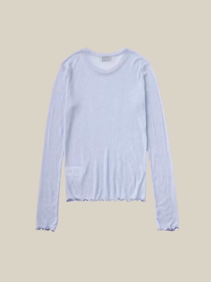 Light Blue Long Sleeve T-Shirt with Transparency