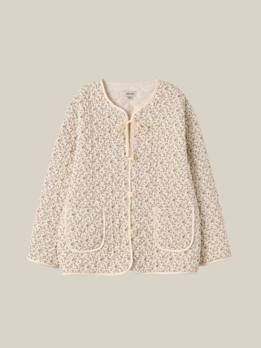 Ivory Quilted Printed Floral Jacket