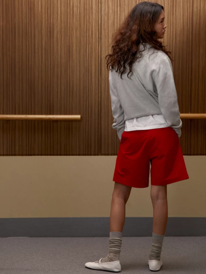 Bermuda Rossi con Pieghe Frontali in Cotone