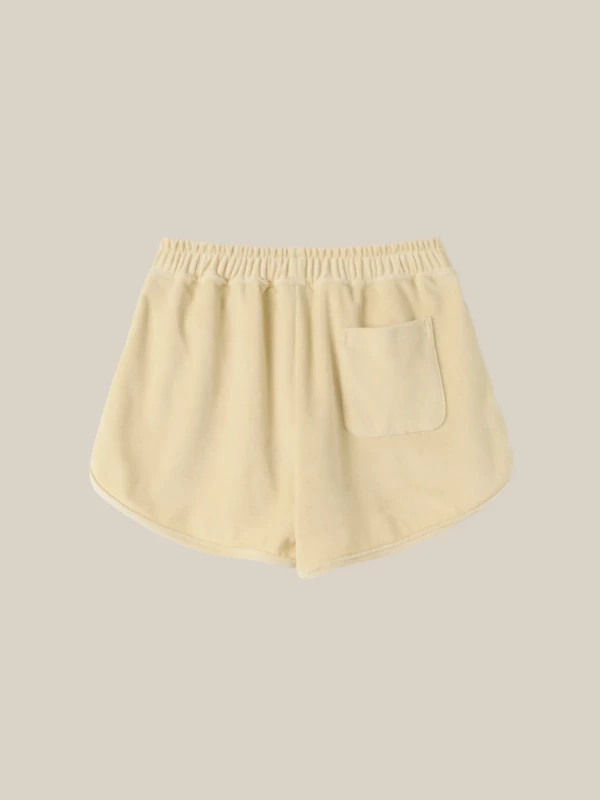 Shorts Avorio in Ciniglia con Logo a Contrasto 2