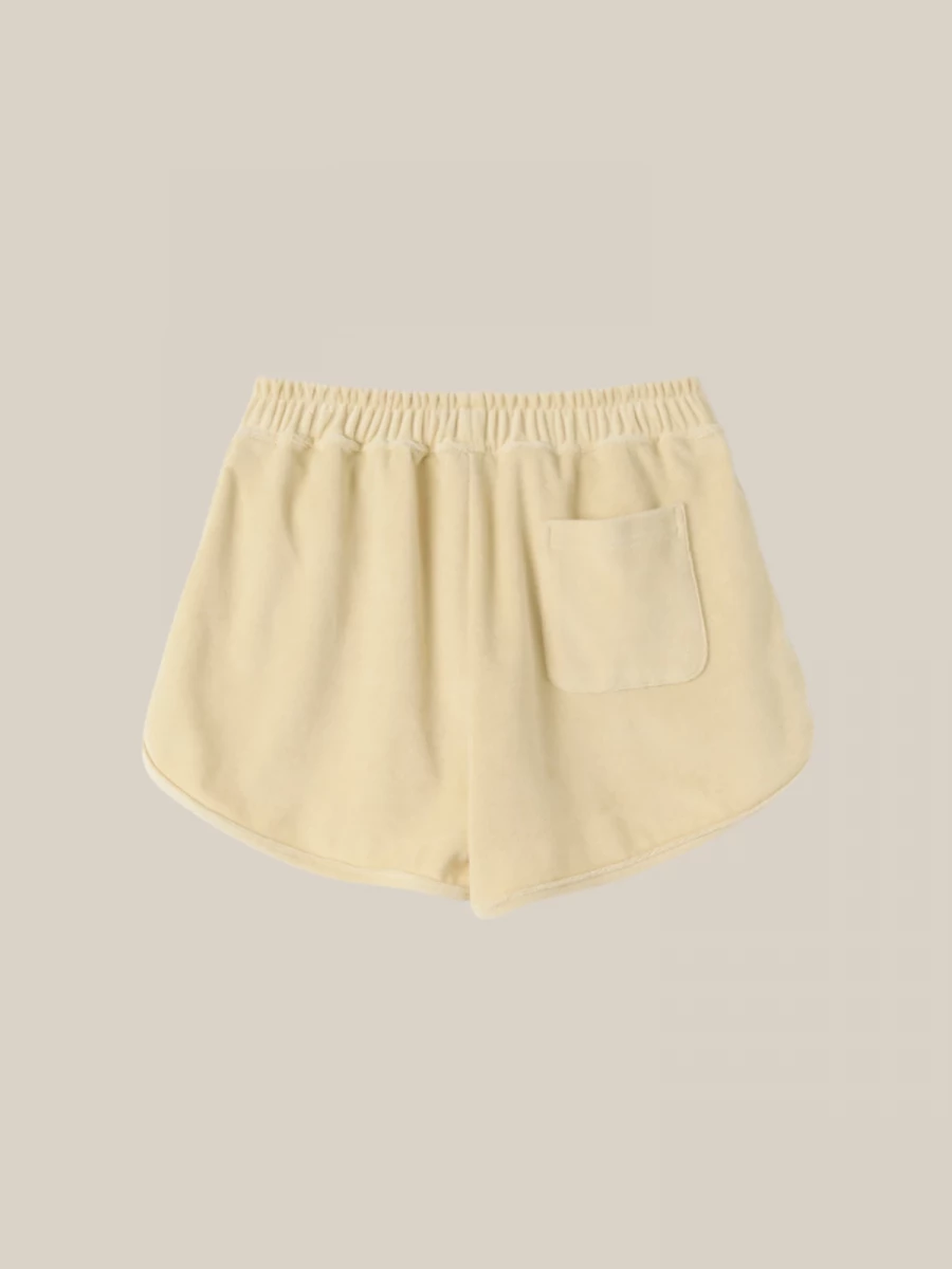 Ivory Chenille Shorts with Contrast Logo