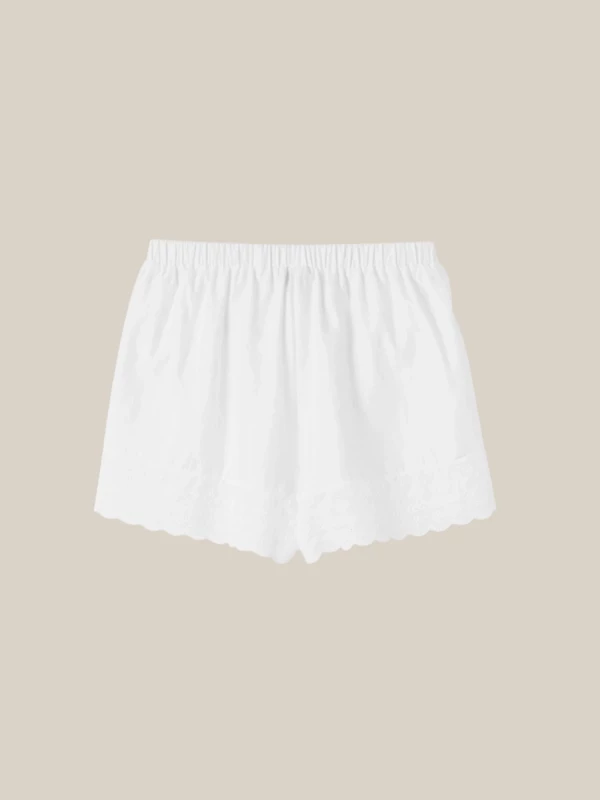 White Shorts with Lace Details and Contrasting Embroidered Logo 2