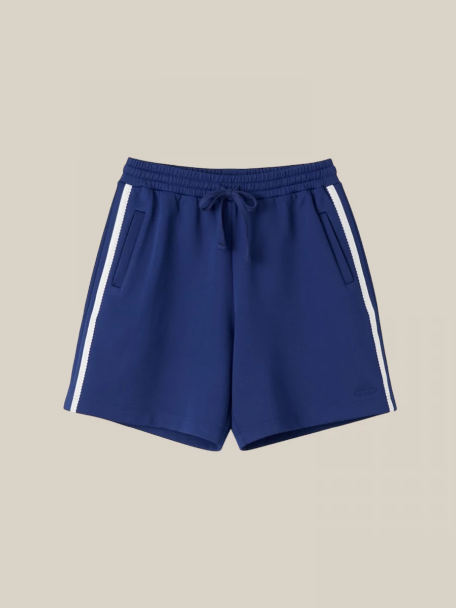 Shorts Blu con Bande Laterali a Contrasto