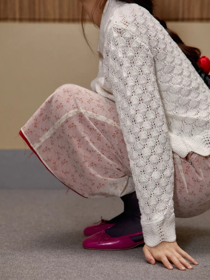 Gonna Midi Rossa Bianca a Fiori Velata