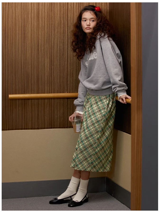 Multicolored Midi Skirt in Plaid