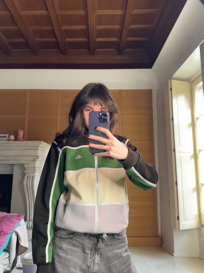 Felpa con zip Multicolore con motivo a righe