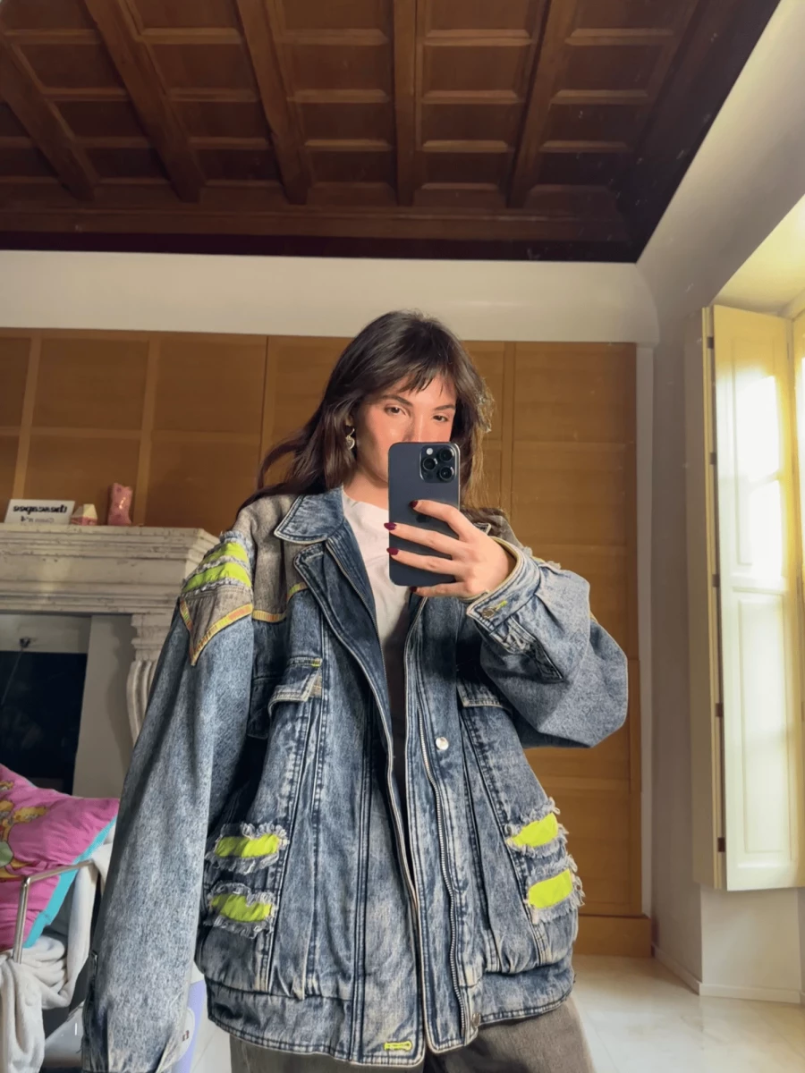 Vintage Denim Shearling Jacket