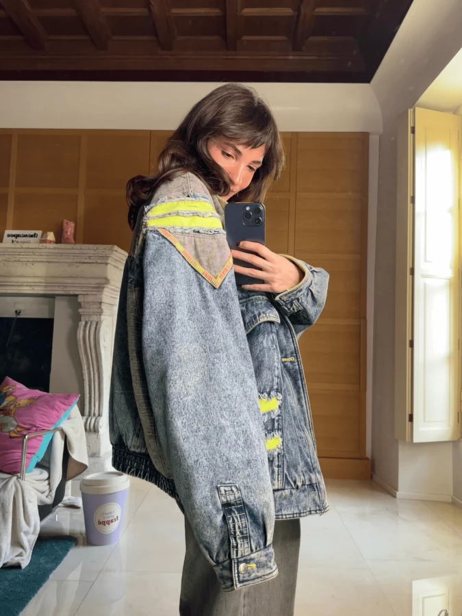 Vintage Denim Shearling Jacket