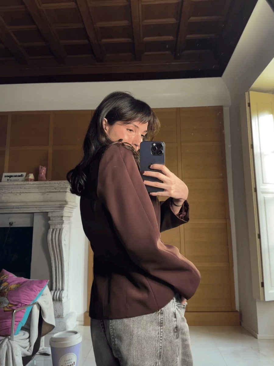 Brown Western Blazer with Contrast Stitching