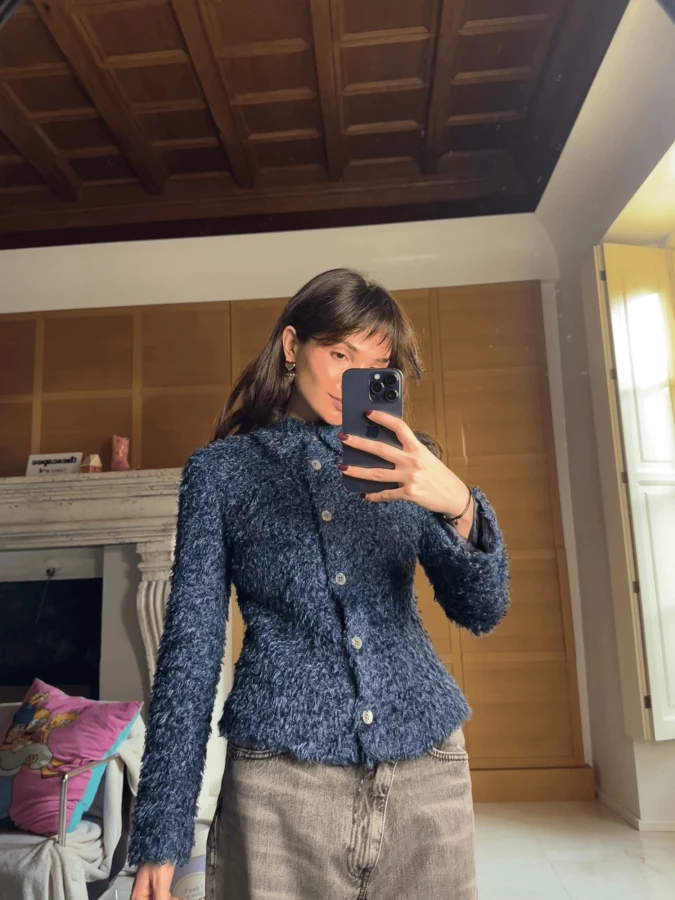 Camicia Blu 'Fuzzy' Vintage