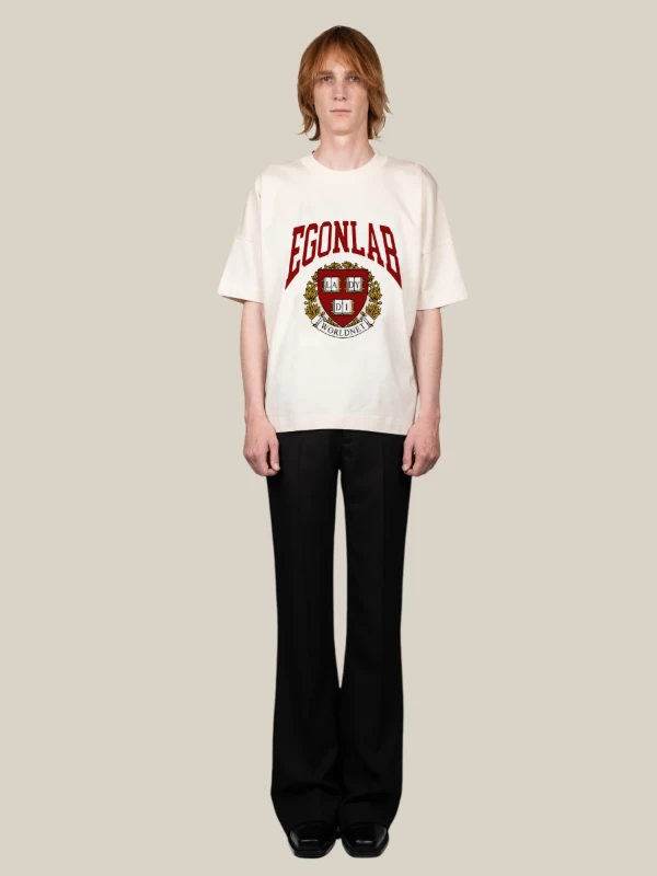 Ivory T-Shirt in Cotton with College Print 2