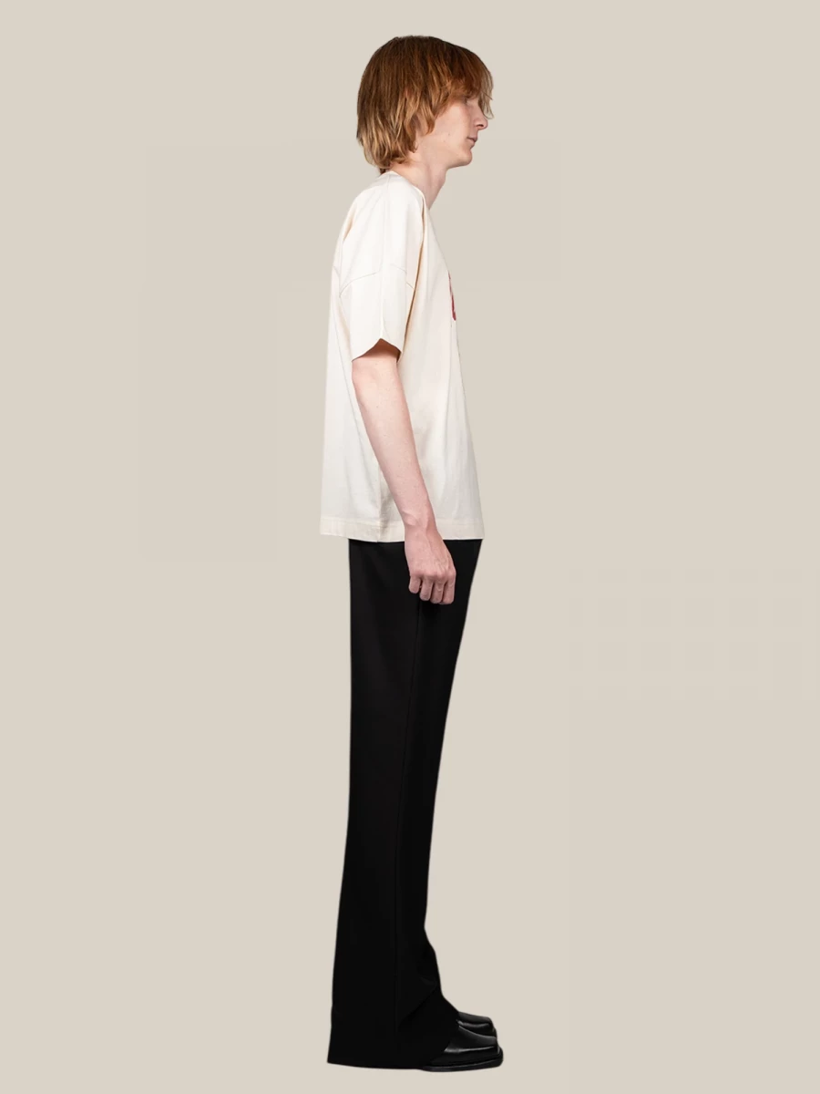 T-Shirt Avorio in Cotone con Stampa College