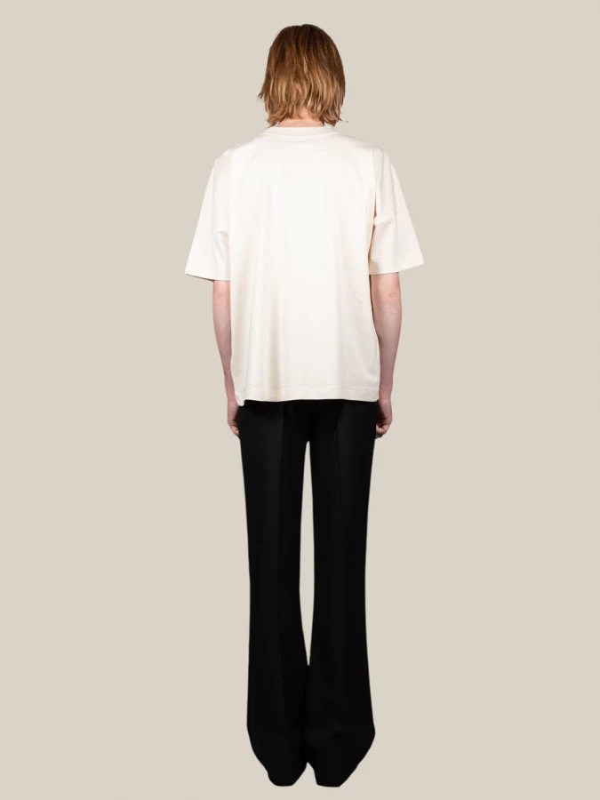 Ivory T-Shirt in Cotton with College Print