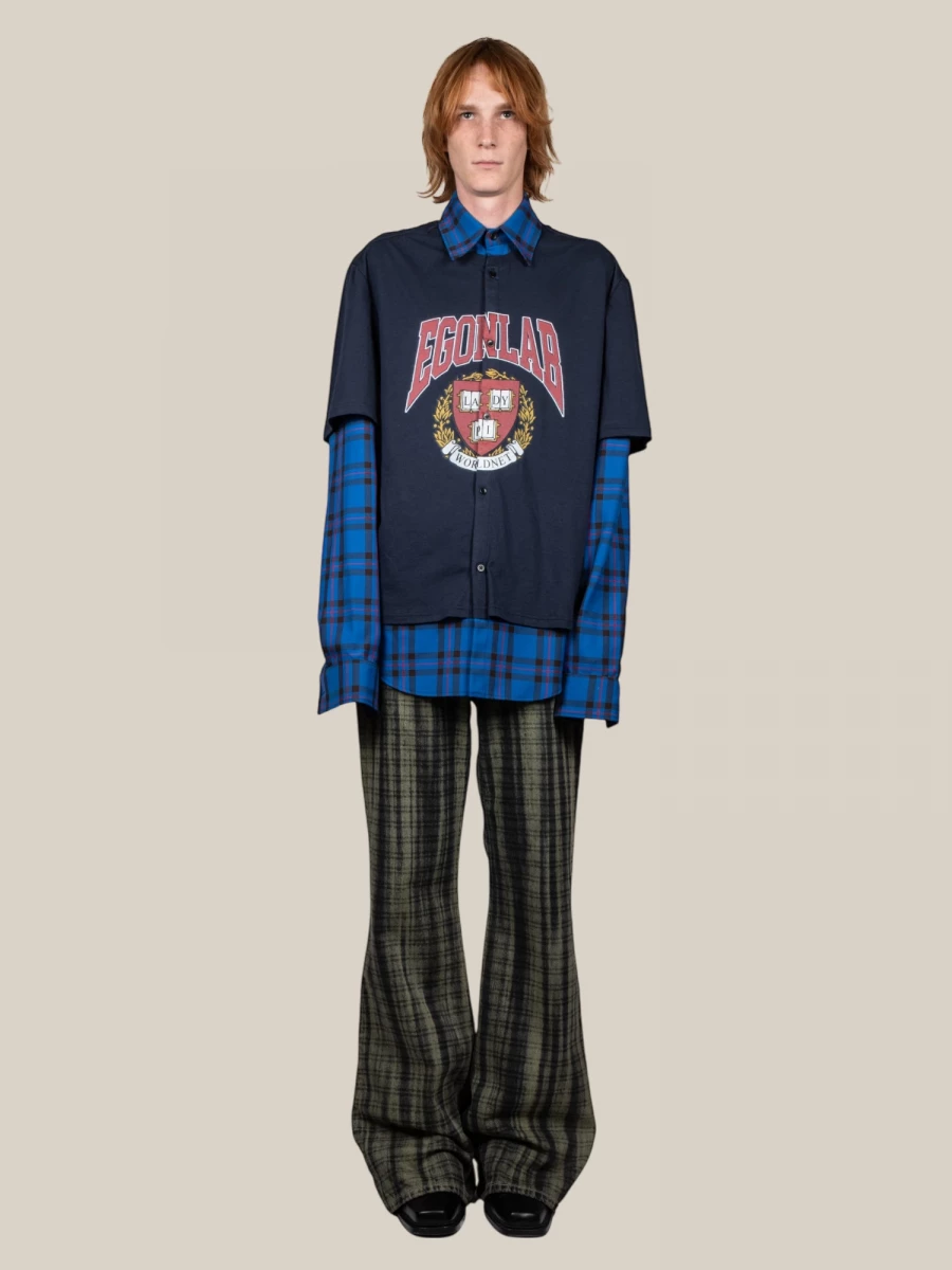 Camicia T-Shirt a Quadri con Stampa