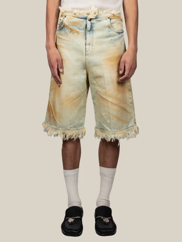 Bermuda 'Raw Edges' in Denim con dettagli sfrangiati