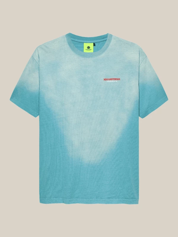 Light Blue 'Rated' T-Shirt in Cotton with Shaded Effect