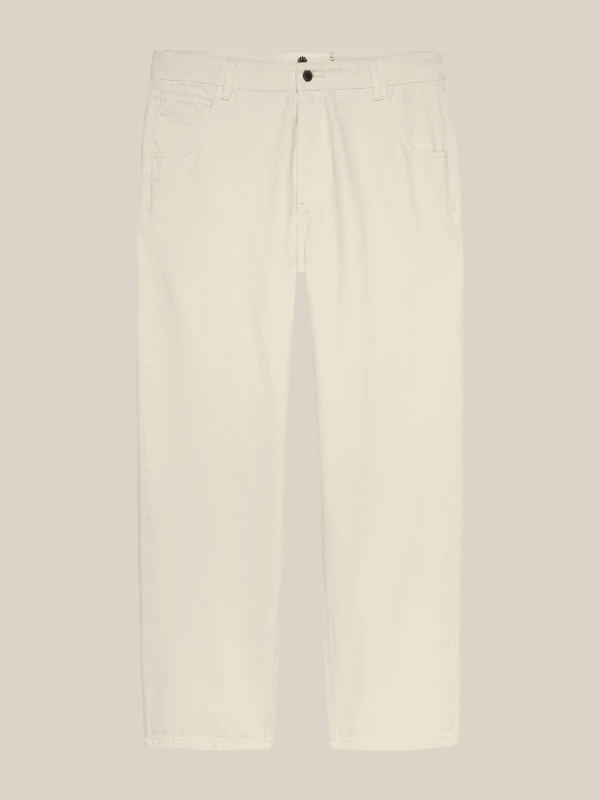 Pantaloni Avorio '252 Denim' a Gamba Dritta