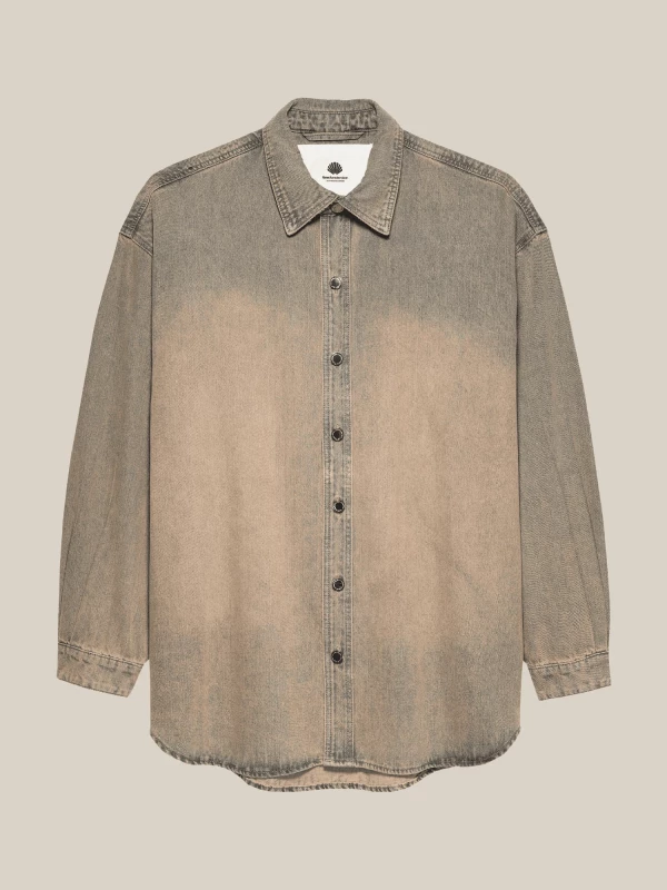 Beige 'Dune' Shirt in Denim with Shaded Effect