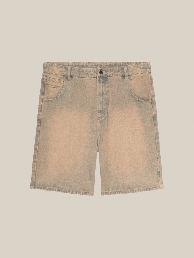 Shorts Beige 'Dune' in Denim con Effetto Sfumato