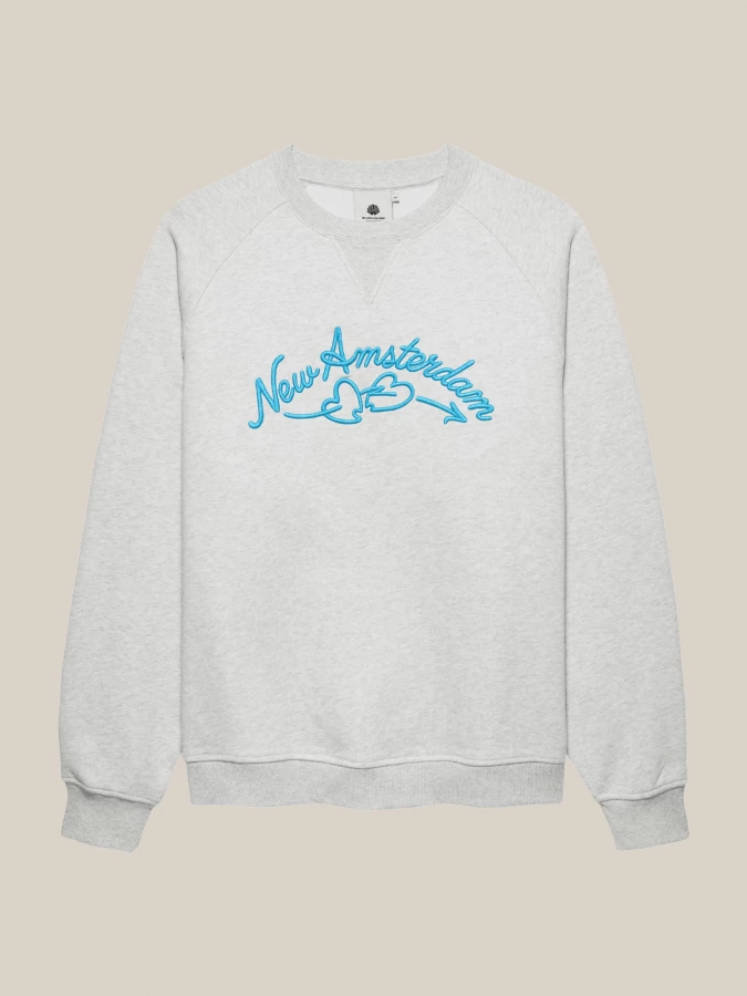 Grey 'Love Connect' Sweatshirt in Cotton with Contrast Embroidery