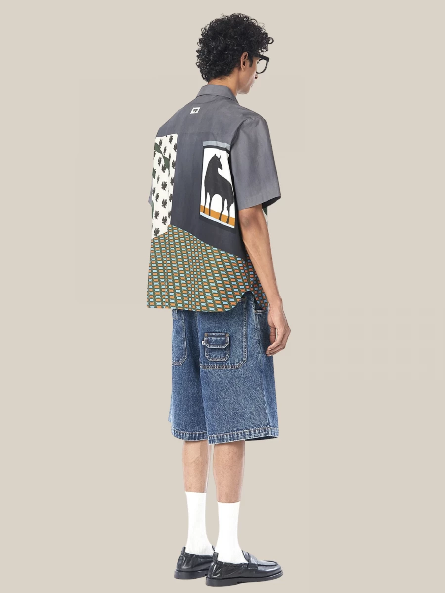 Survivors Engineered' Shirt in Cotton with Multicolored Print