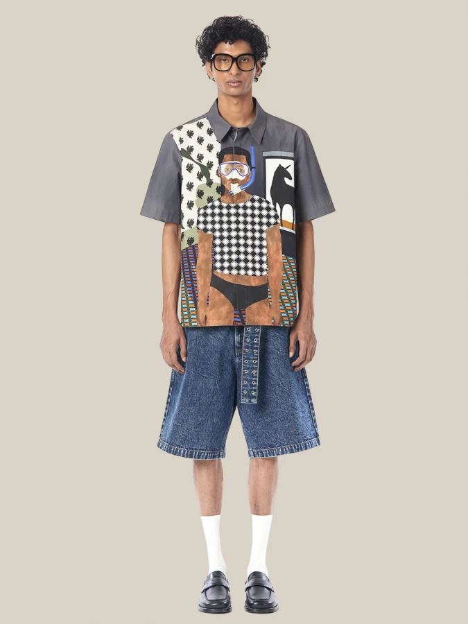 'Baggy' Bermuda in Denim with Belt