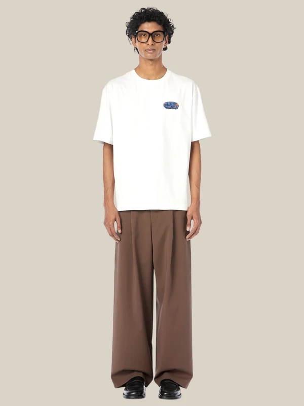 White 'Nutrition' T-shirt in Cotton with Graphic Print