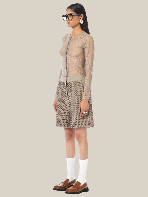 Maglia 'Hooked' Beige in Pizzo con Chiusura a Ganci 2