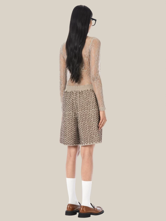 Beige 'Hooked' Knit in Lace with Hook Closure