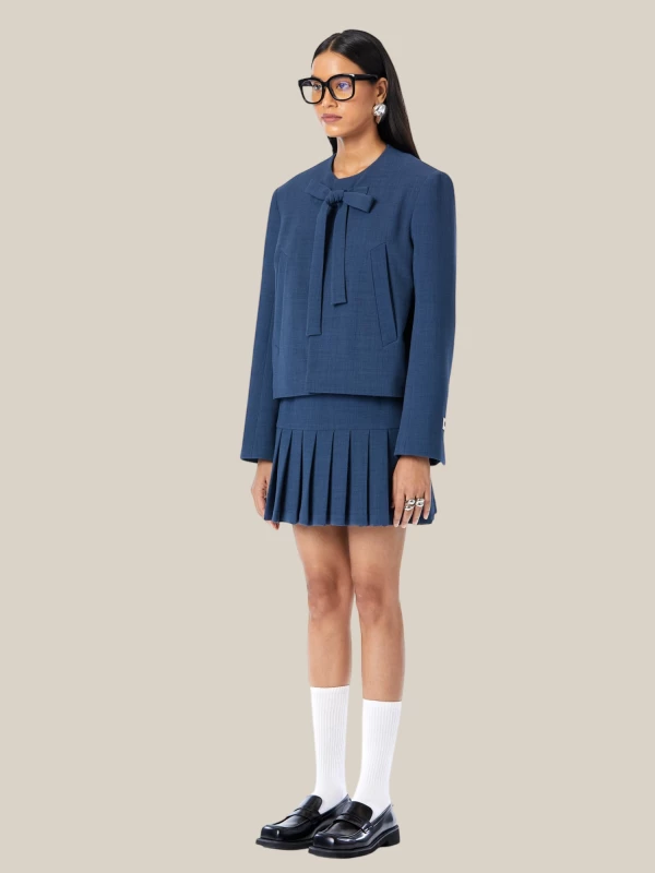 Giacca Blu in Cotone con Fiocco 2