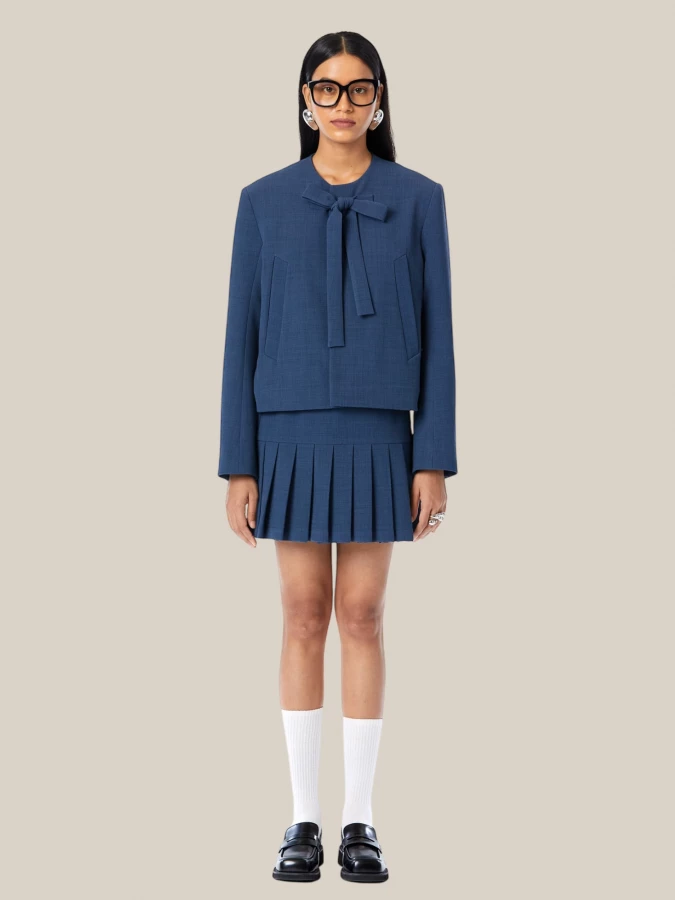 Giacca Blu in Cotone con Fiocco