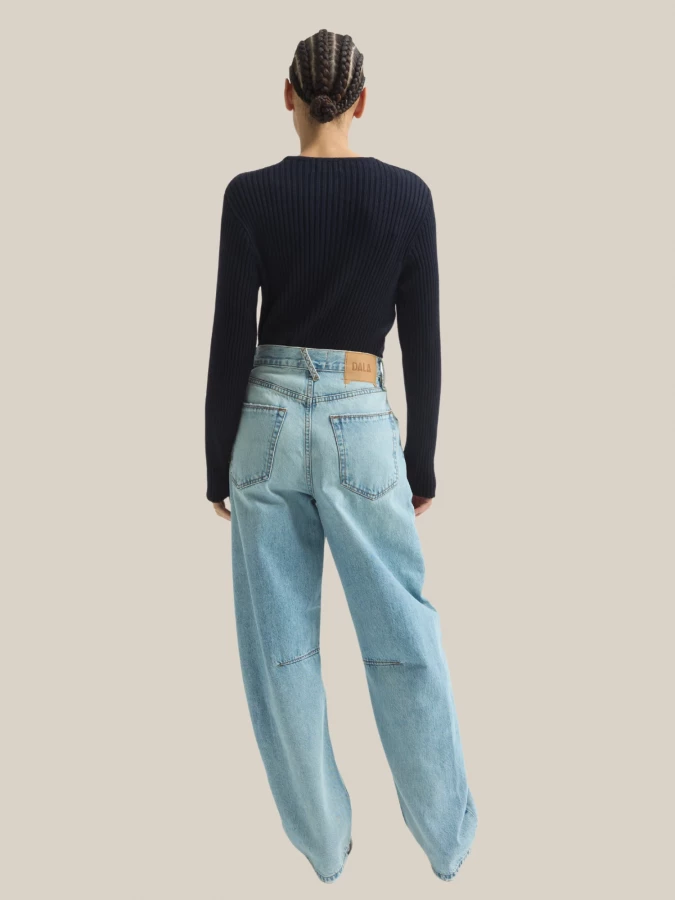 Light Blue 'Lido' Wide Leg Jeans with Front Seams