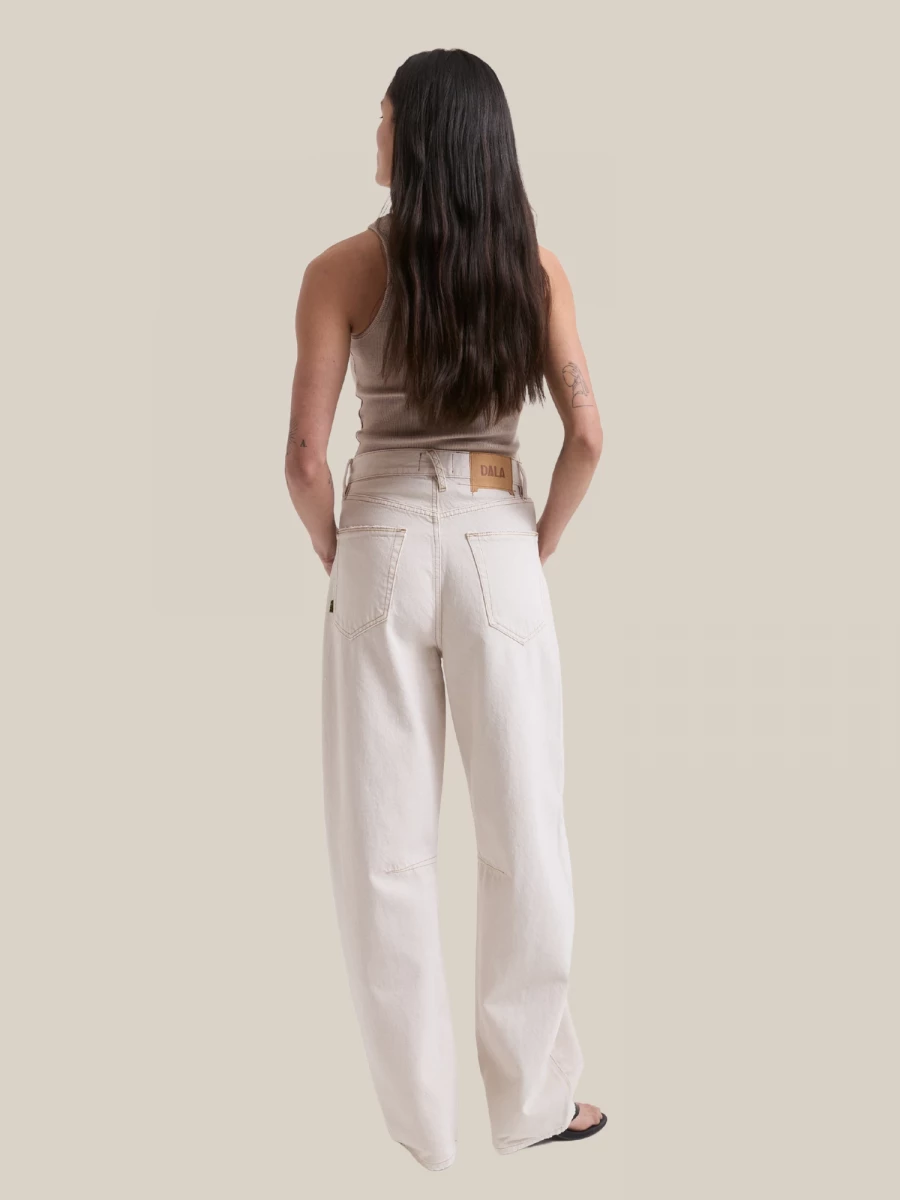 White 'Lido' Wide Leg Jeans with Front Seams