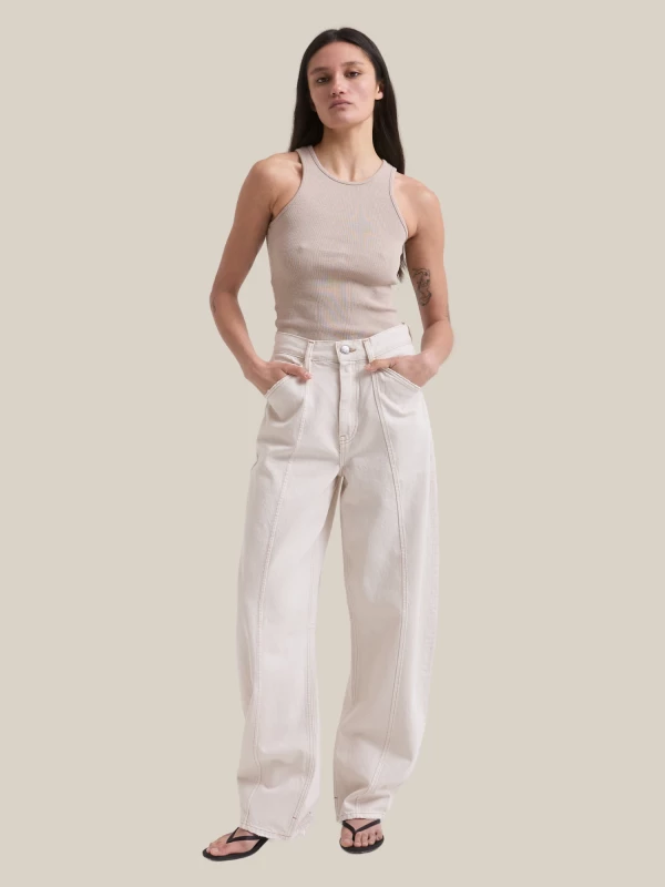 White 'Lido' Wide Leg Jeans with Front Seams