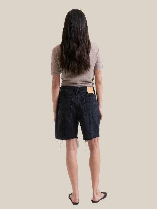 Black Denim 'Partner' Bermuda Shorts with Frayed Bottom 2