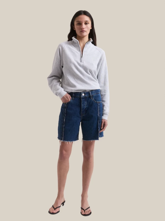 Blue Denim 'Partner' Bermuda Shorts with Frayed Bottom