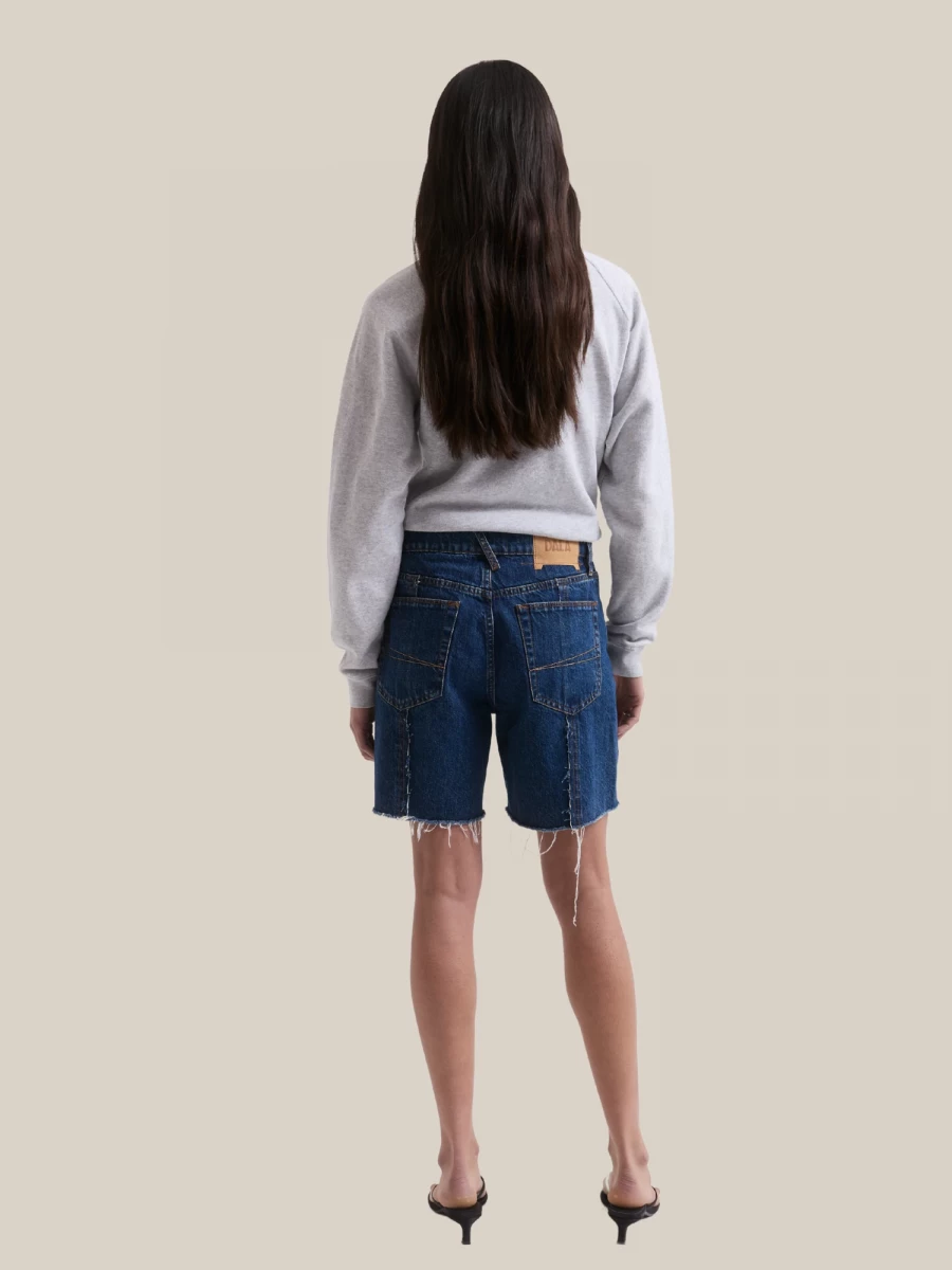 Blue Denim 'Partner' Bermuda Shorts with Frayed Bottom