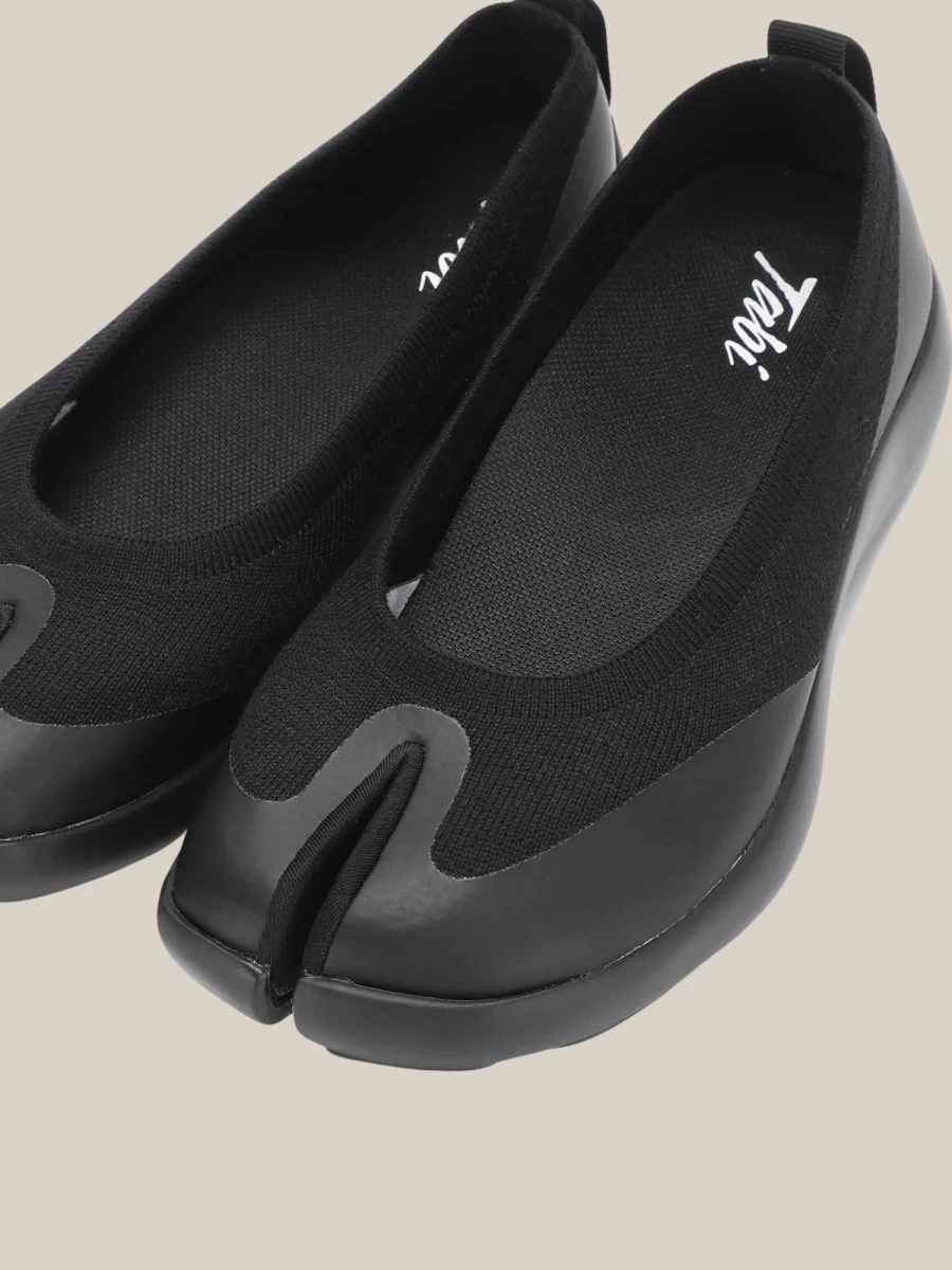 Black Tabi Ballerina in Technical Knit