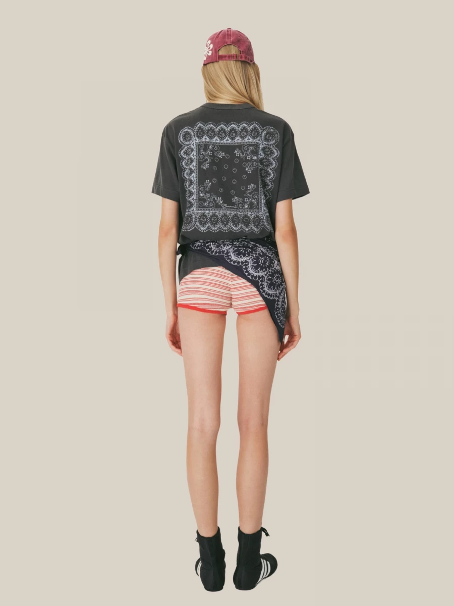 T-shirt Grigio Scuro con Stampa Bandana