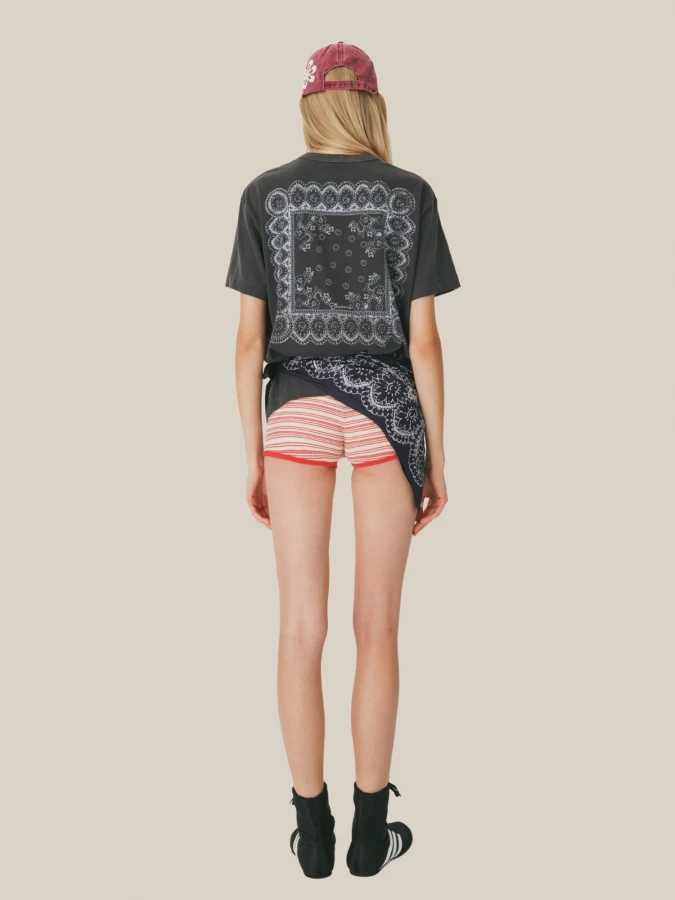 T-shirt Grigio Scuro con Stampa Bandana