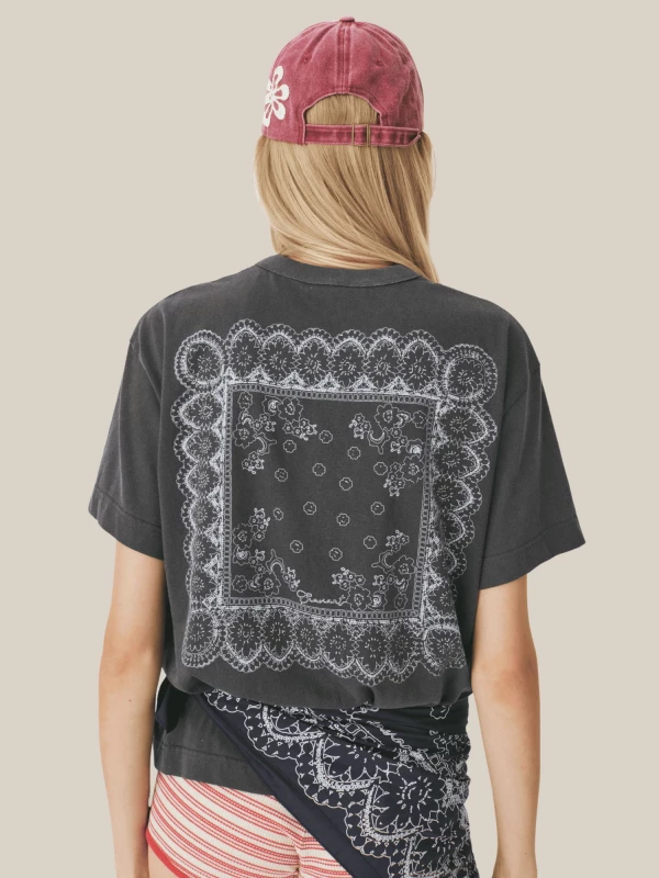 T-shirt Grigio Scuro con Stampa Bandana 2