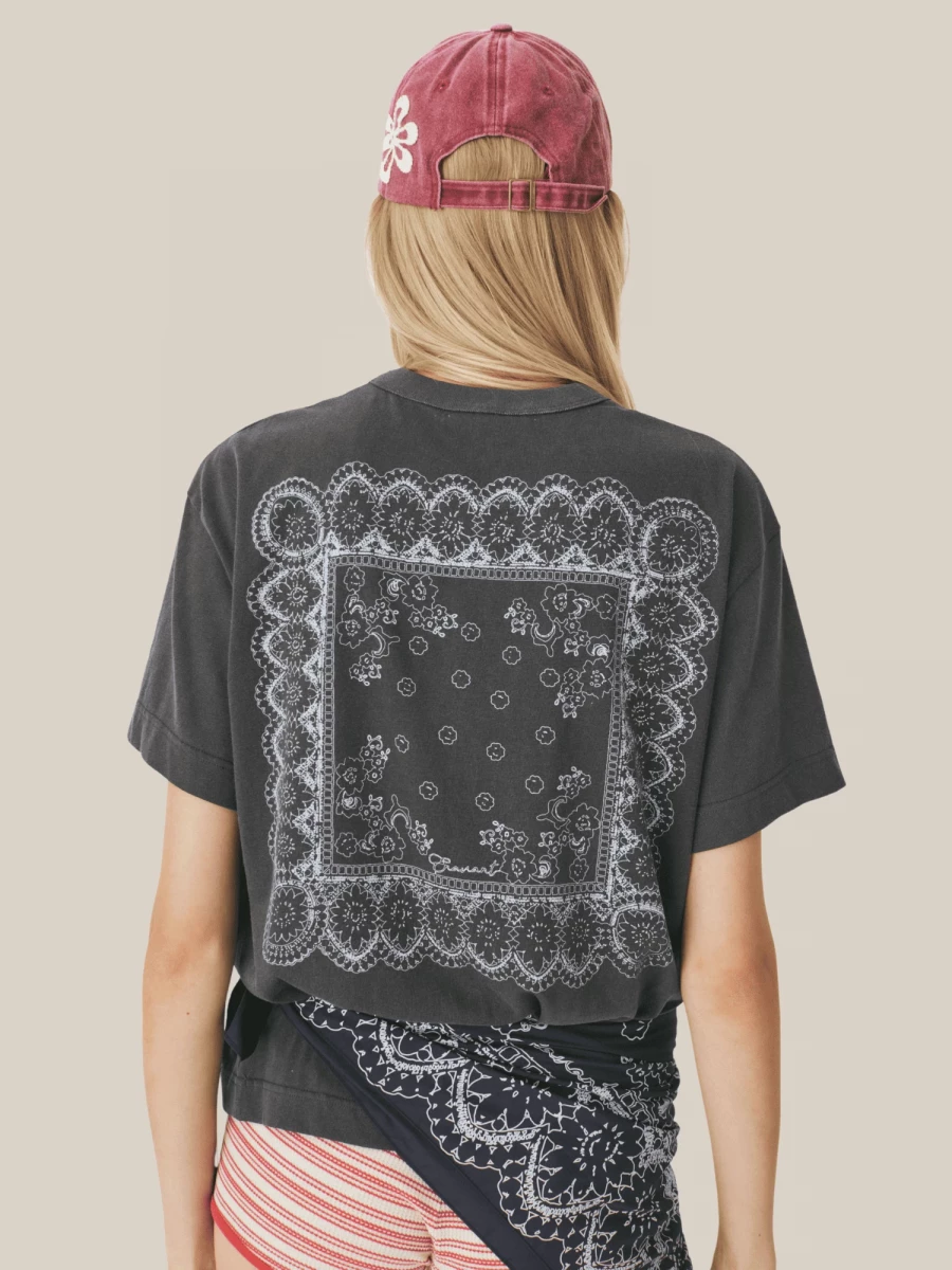 Dark Grey T-shirt with Bandana Print