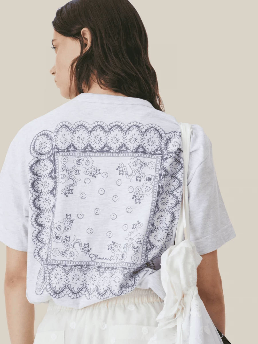 Light Grey T-shirt with Bandana Print