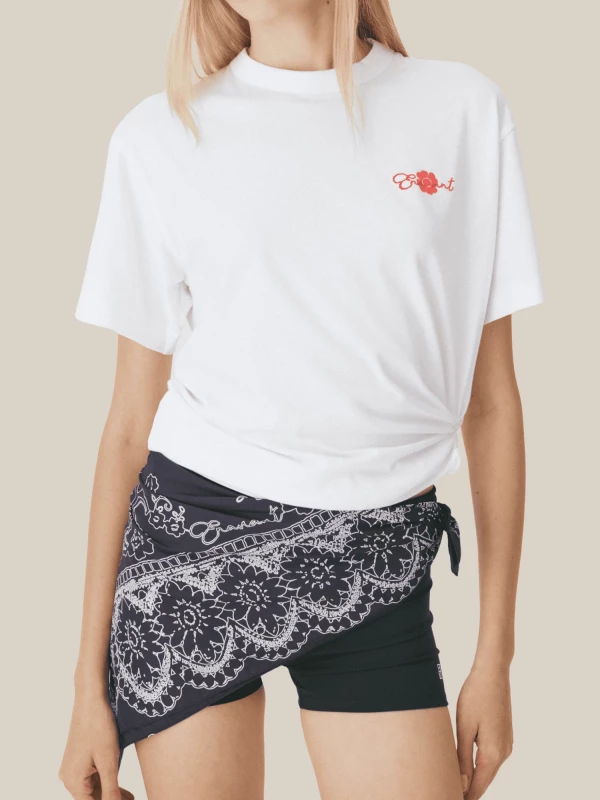 Foulard Blu in Tessuto Leggero con Stampa Bandana